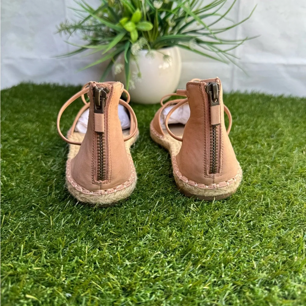 EILEEN FISHER Lee Perforated Suede Flat Espadrilles Barley size 6.5